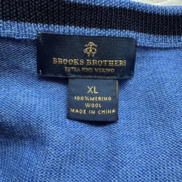 Brooks Brothers blue merino wool sweater vest men’s XL Heritage Old Money Preppy - Picture 3 of 7
